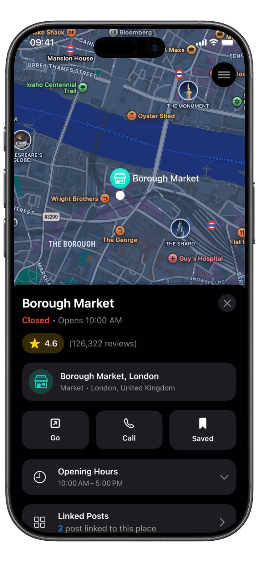 Place details for Borough Market in LocaFinds